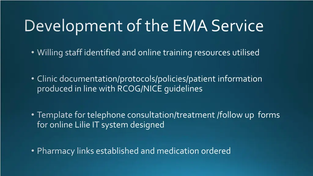 development of the ema service