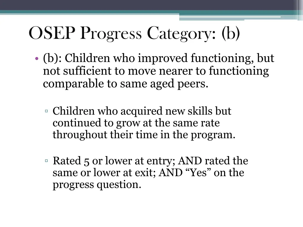 osep progress category b