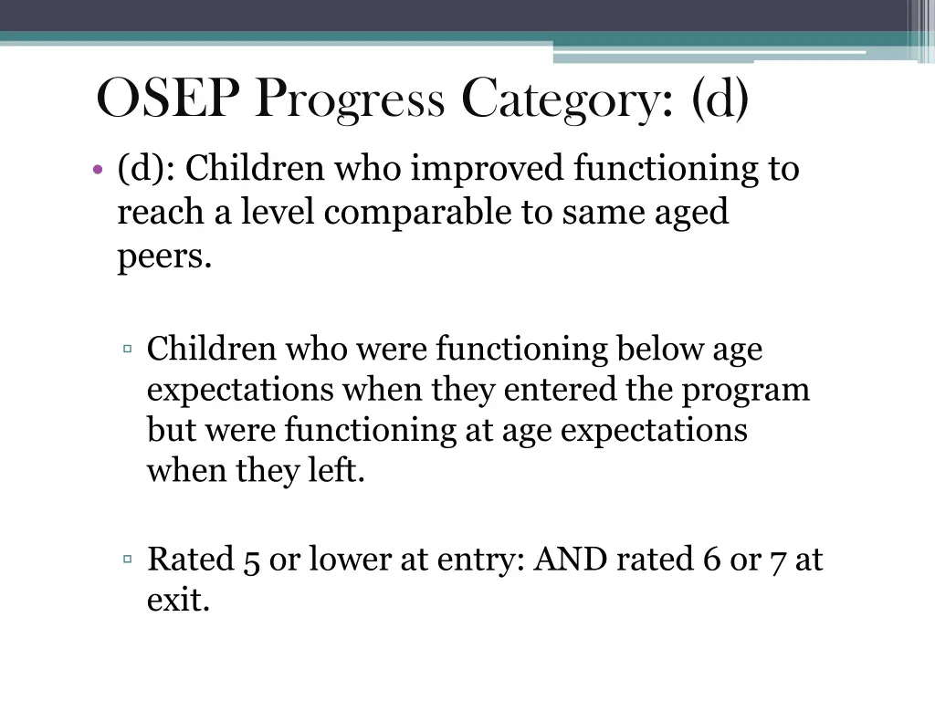 osep progress category d d children who improved