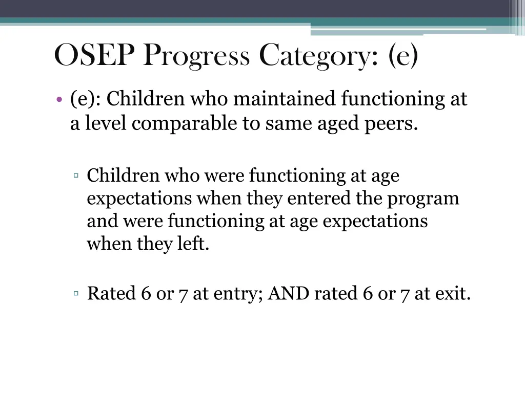 osep progress category e