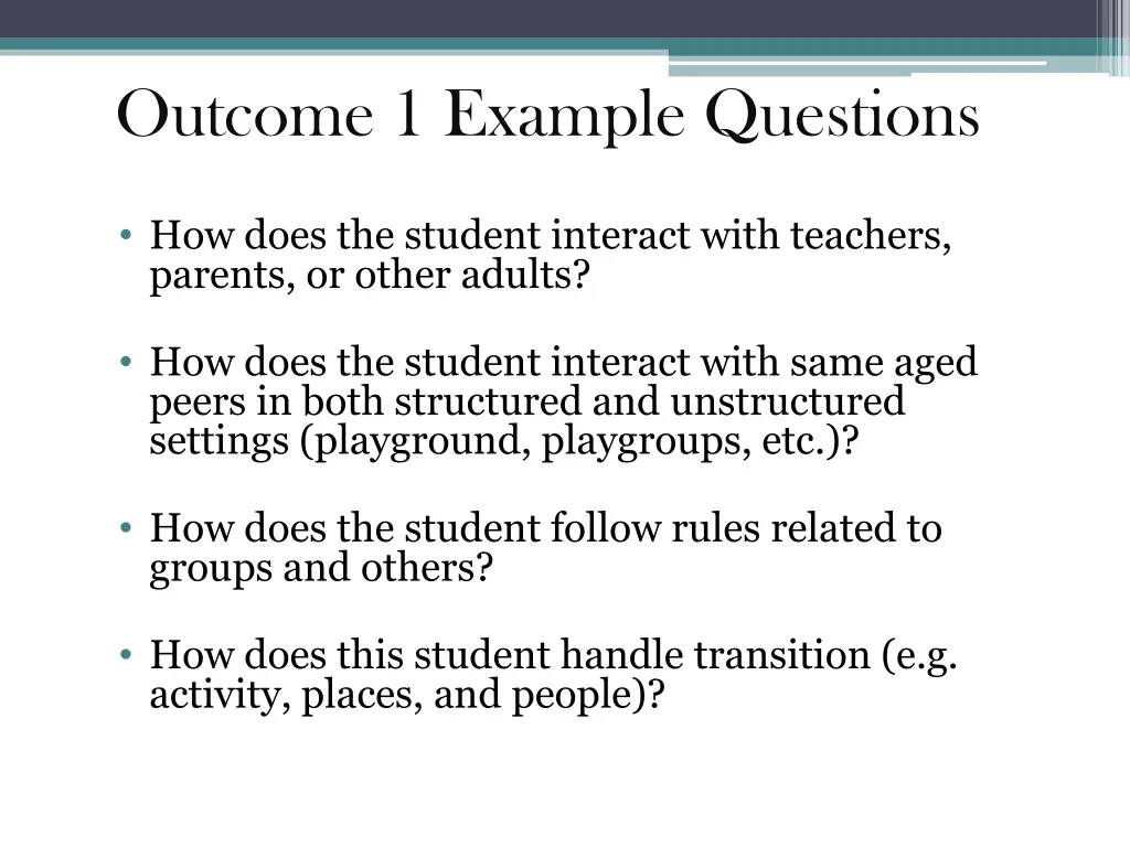 outcome 1 example questions