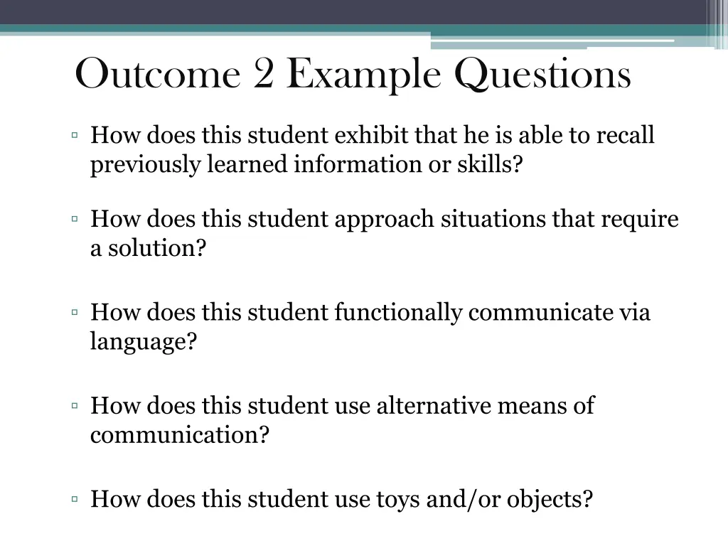 outcome 2 example questions