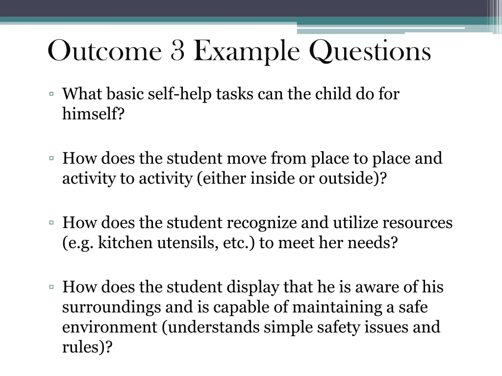 outcome 3 example questions