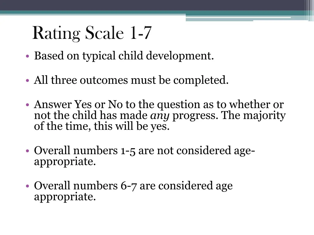 rating scale 1 7 based on typical child