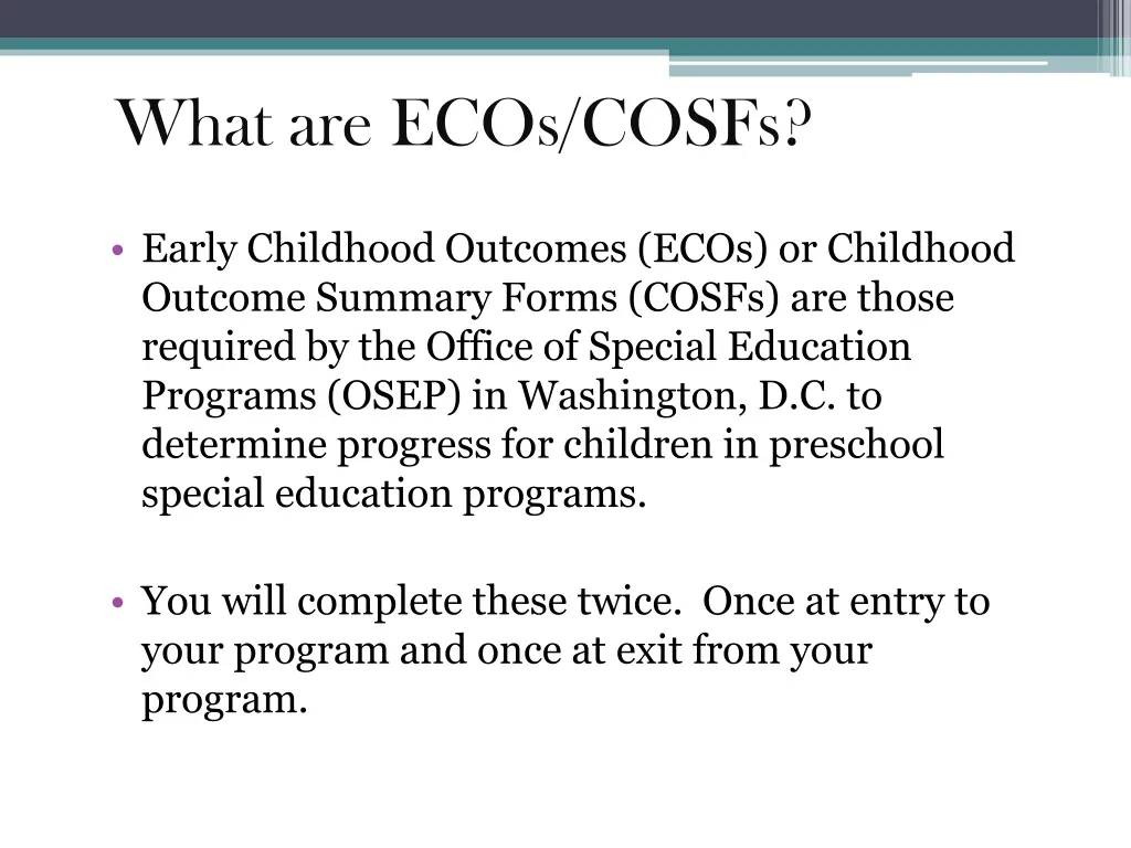 what are ecos cosfs