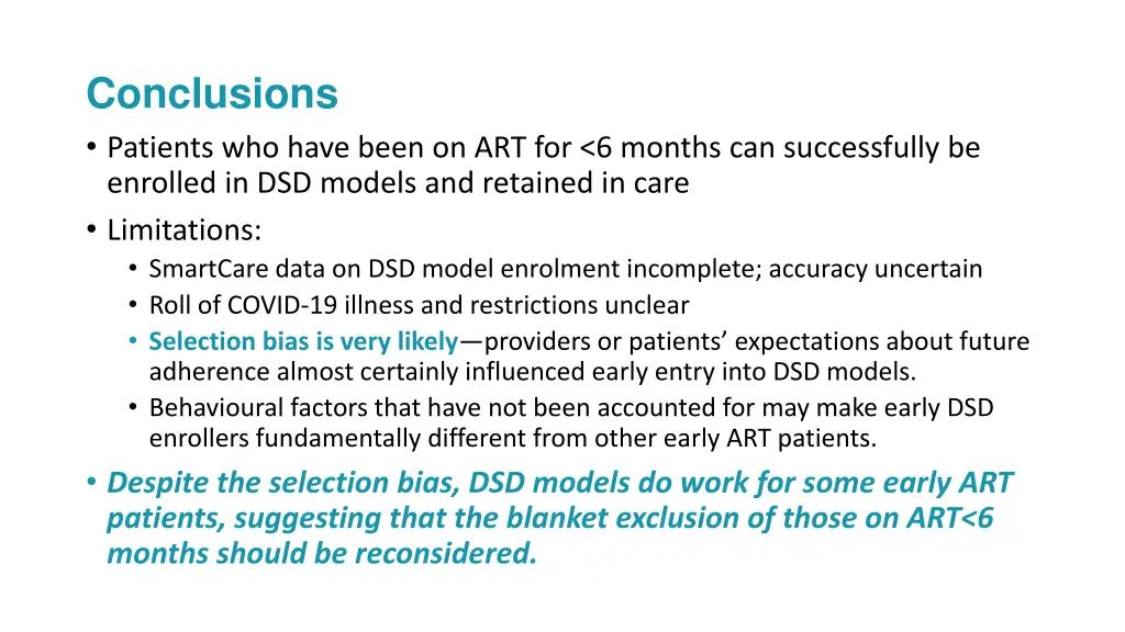 conclusions patients who have been