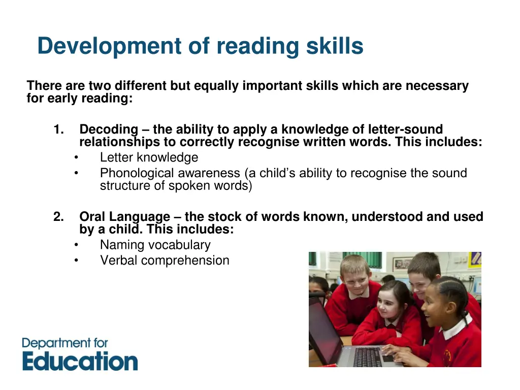 development of reading skills