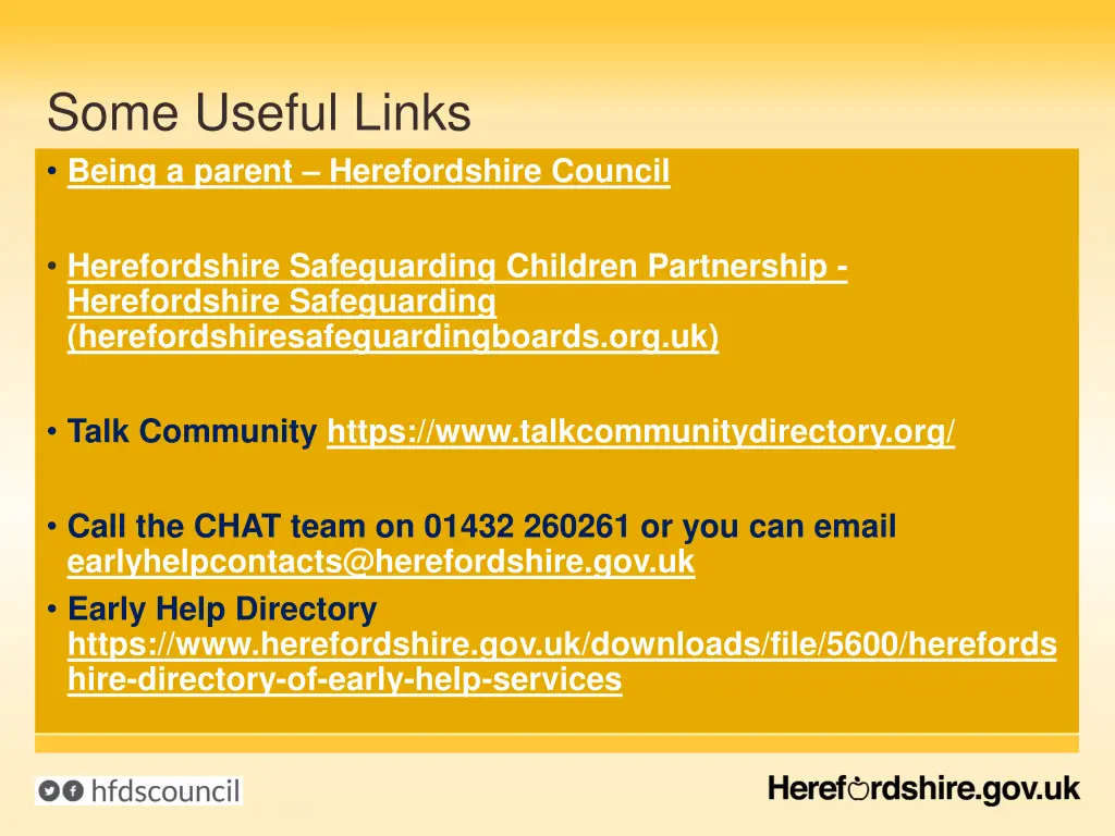 some useful links being a parent herefordshire