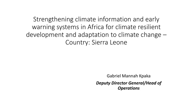 strengthening climate information and early