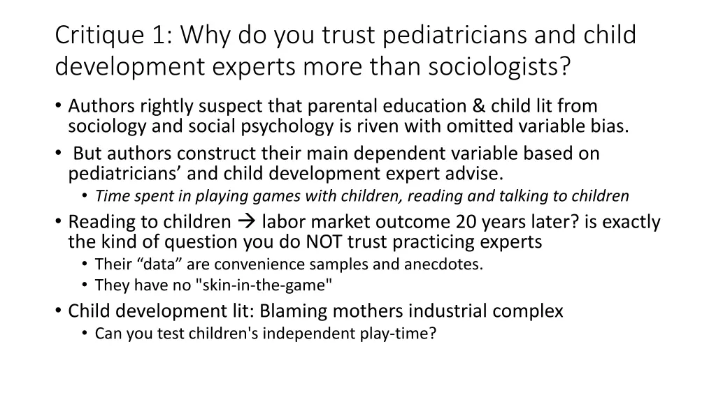 critique 1 why do you trust pediatricians