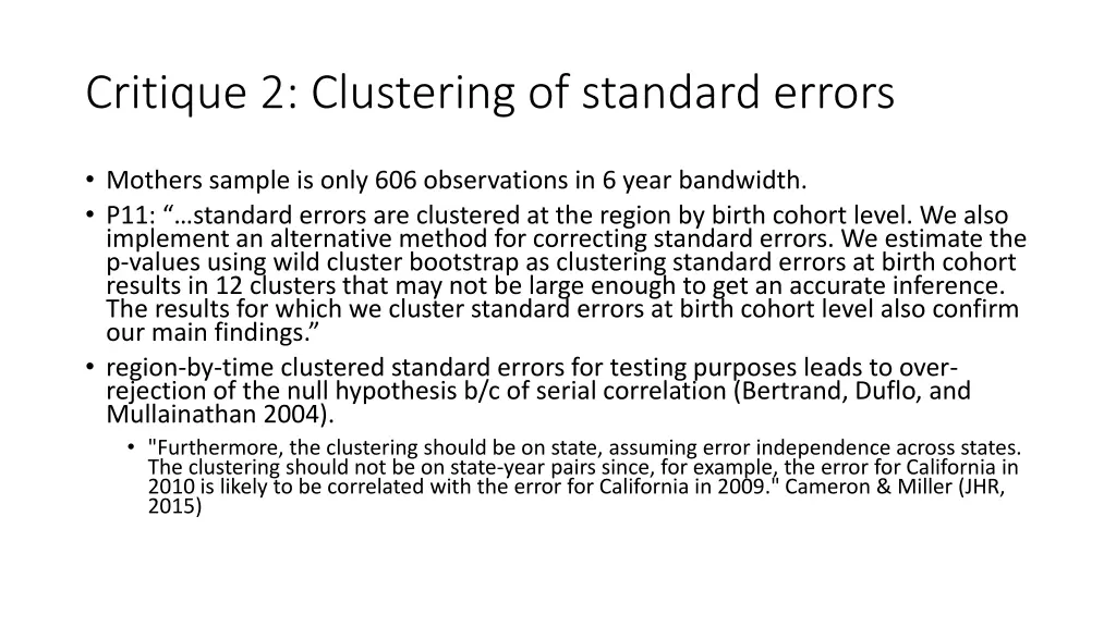 critique 2 clustering of standard errors