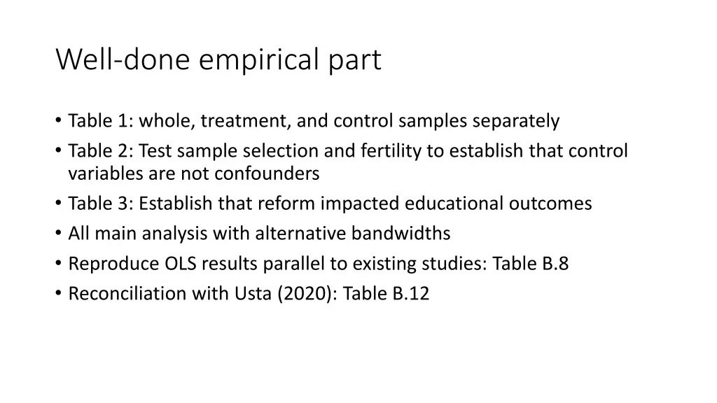 well done empirical part