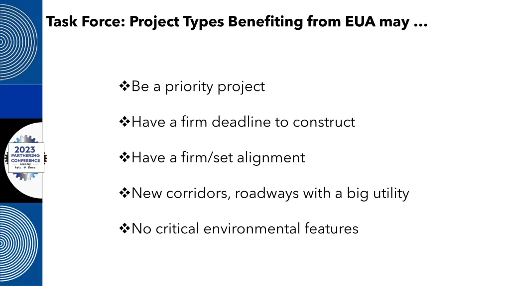 task force project types benefiting from eua may