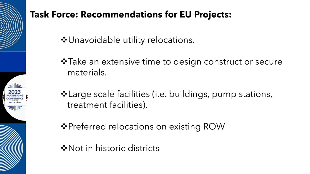 task force recommendations for eu projects