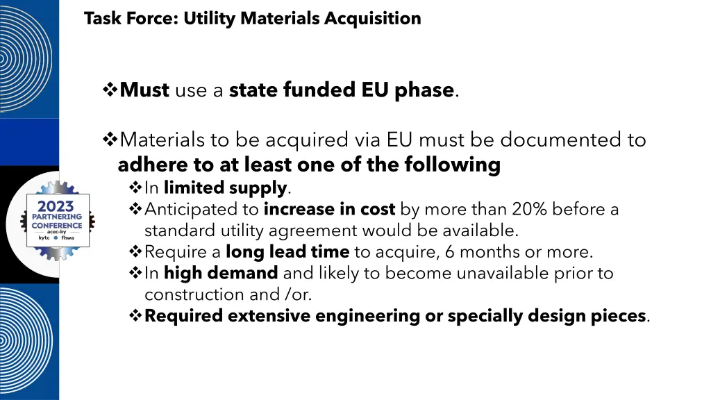 task force utility materials acquisition