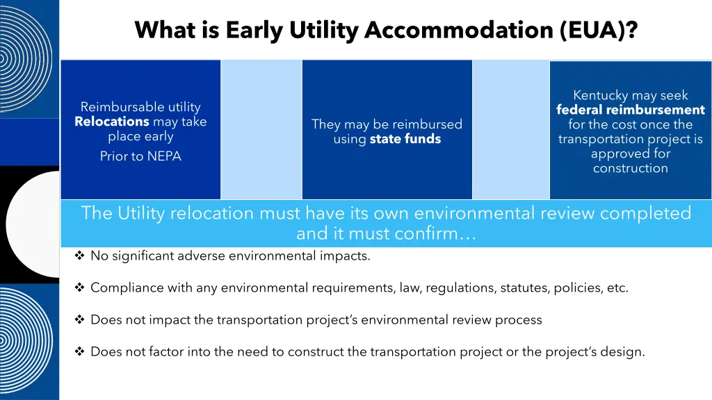 what is early utility accommodation eua 1