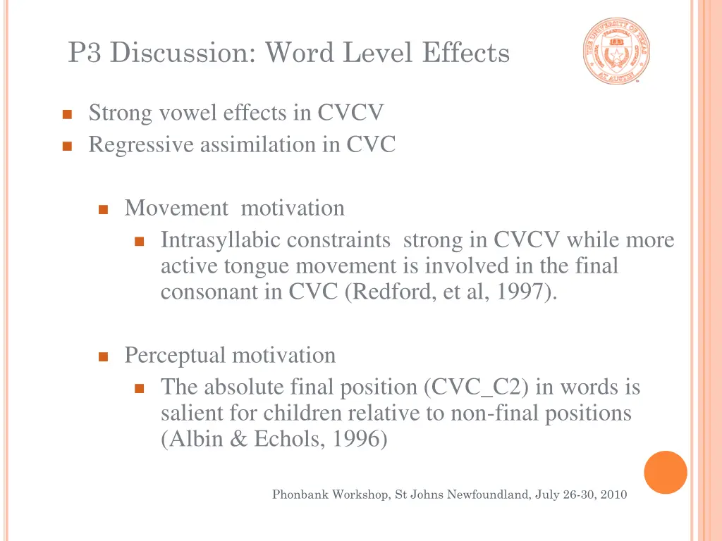 p3 discussion word level effects