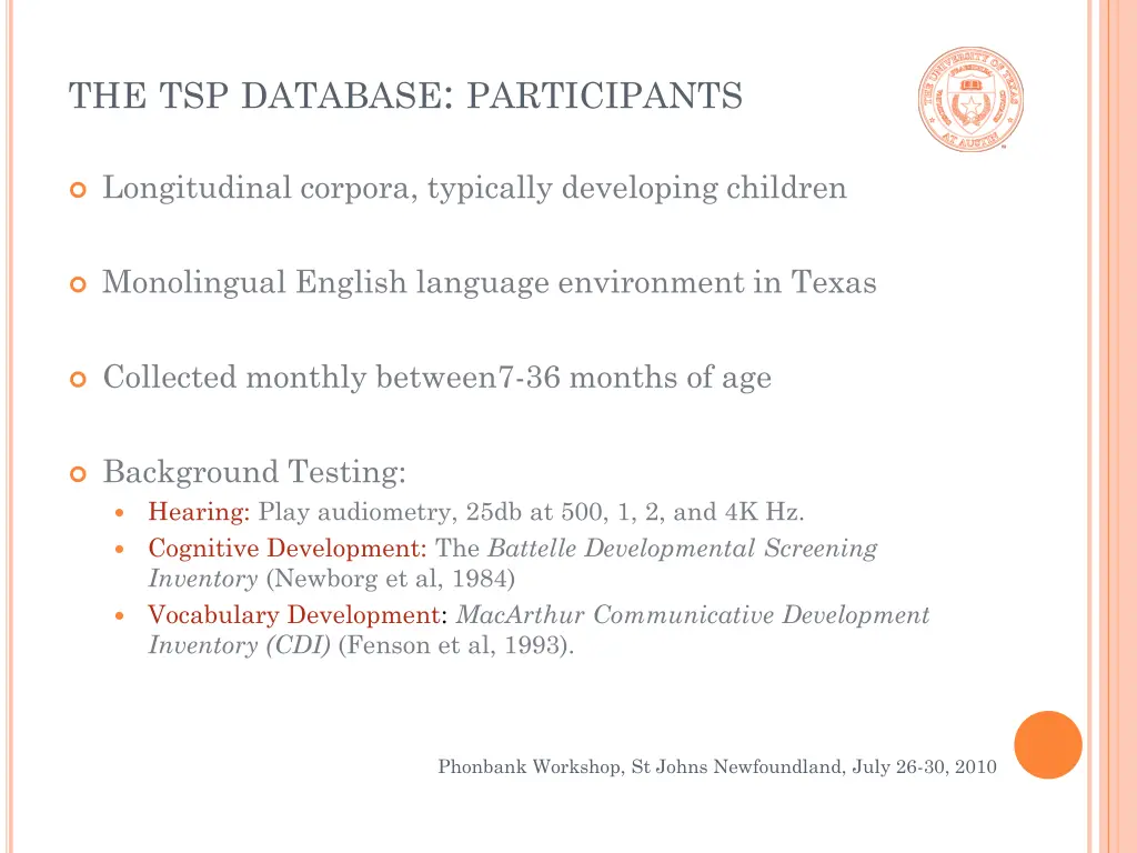 the tsp database participants