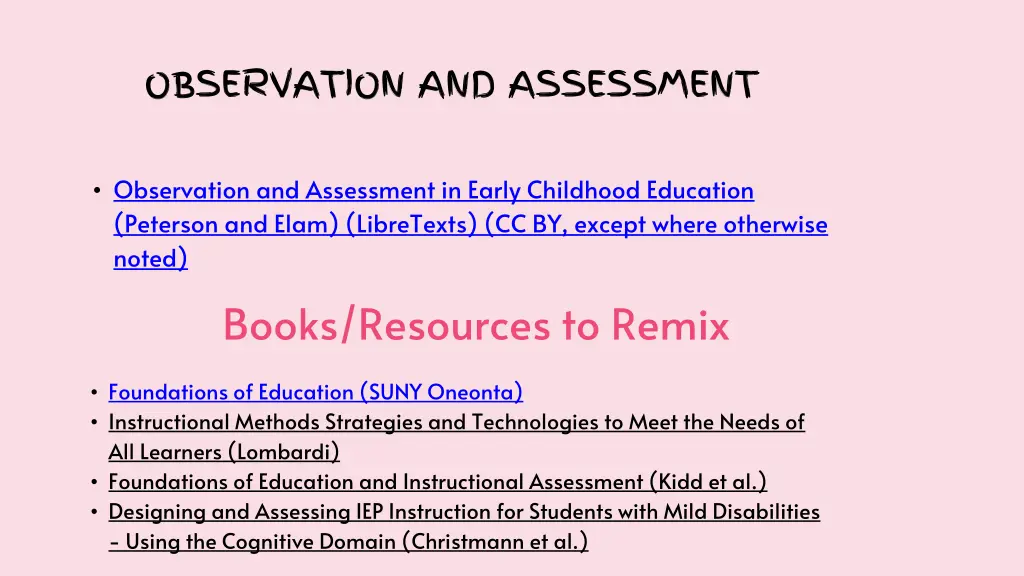 observation and assessment