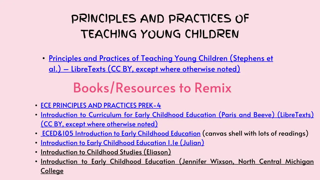 principles and practices of teaching young