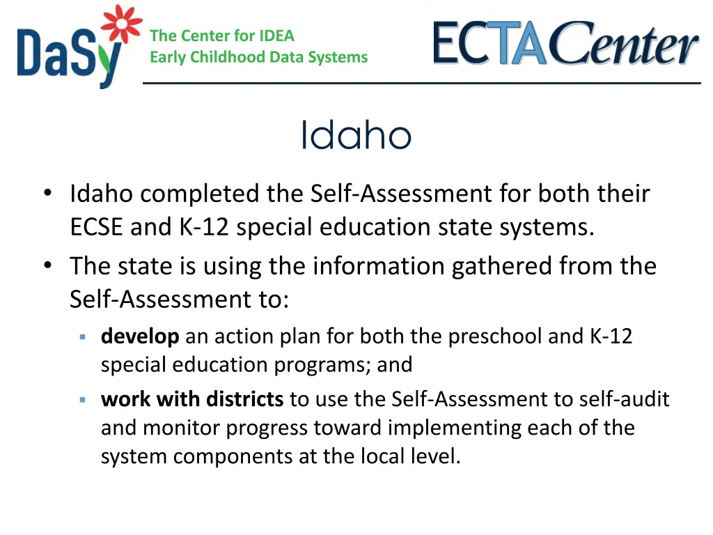 the center for idea early childhood data systems 19