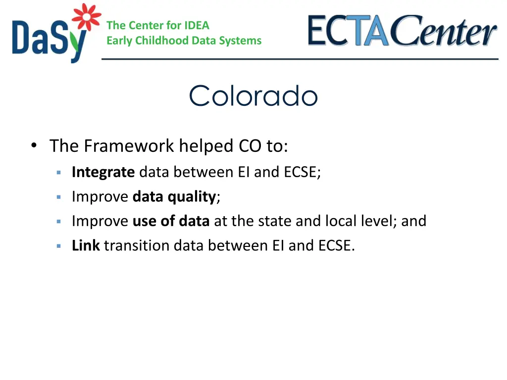 the center for idea early childhood data systems 27