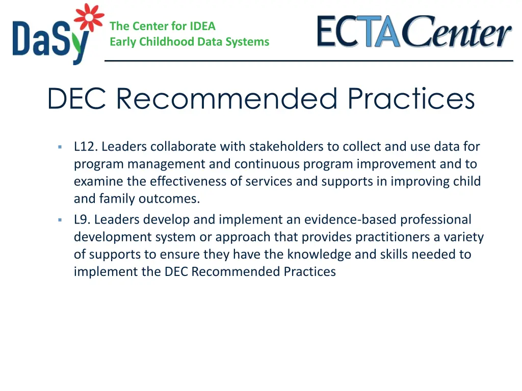 the center for idea early childhood data systems 7