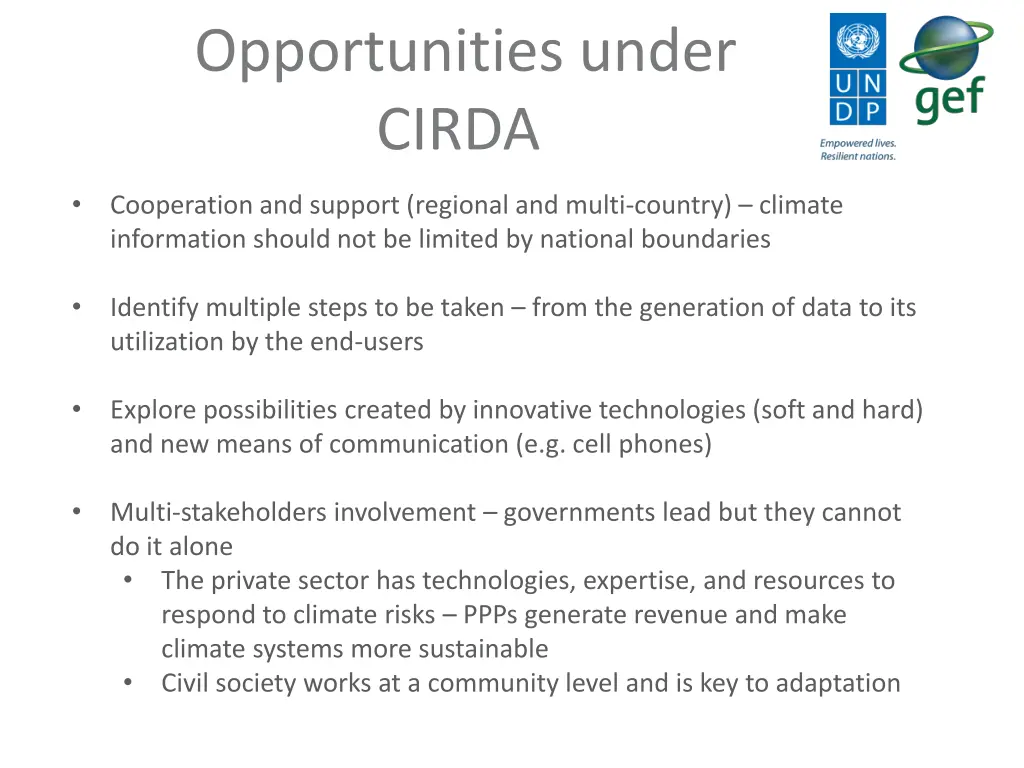 opportunities under cirda