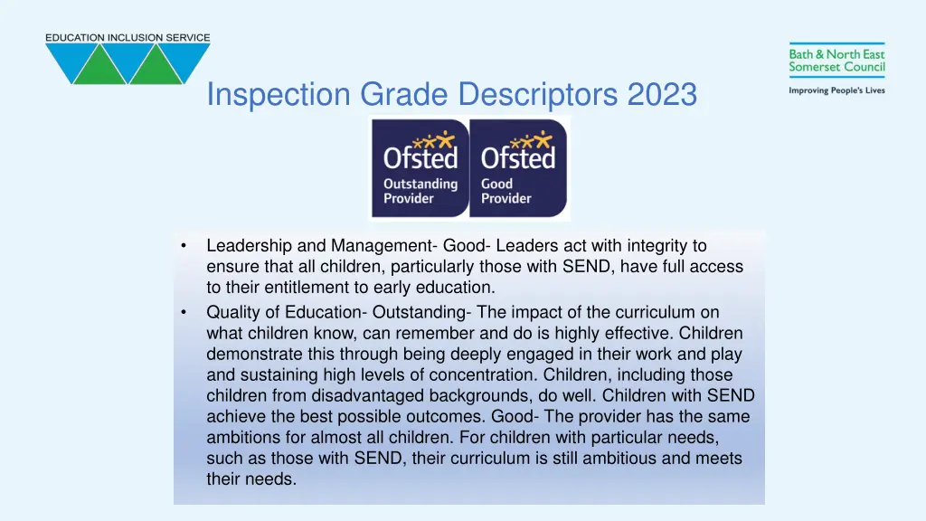 inspection grade descriptors 2023