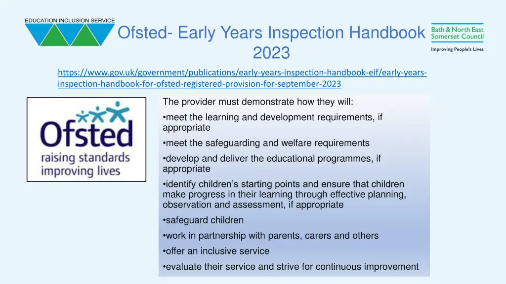 ofsted early years inspection handbook 2023