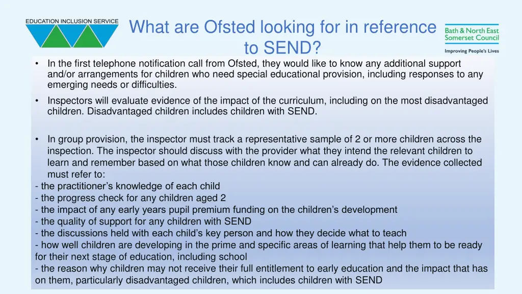 what are ofsted looking for in reference to send