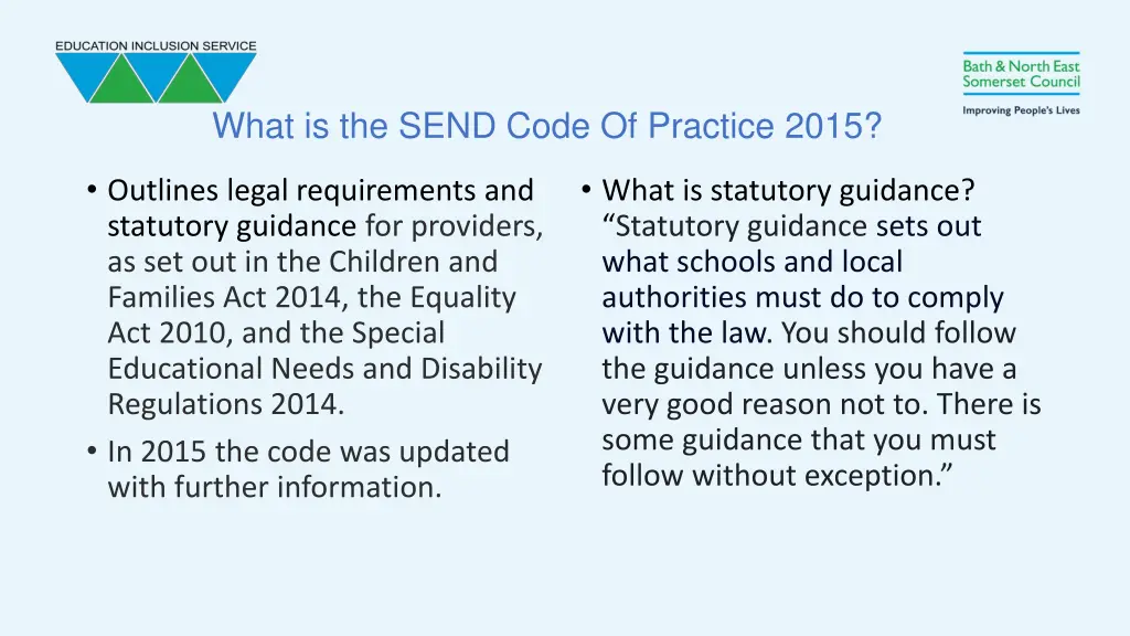 what is the send code of practice 2015