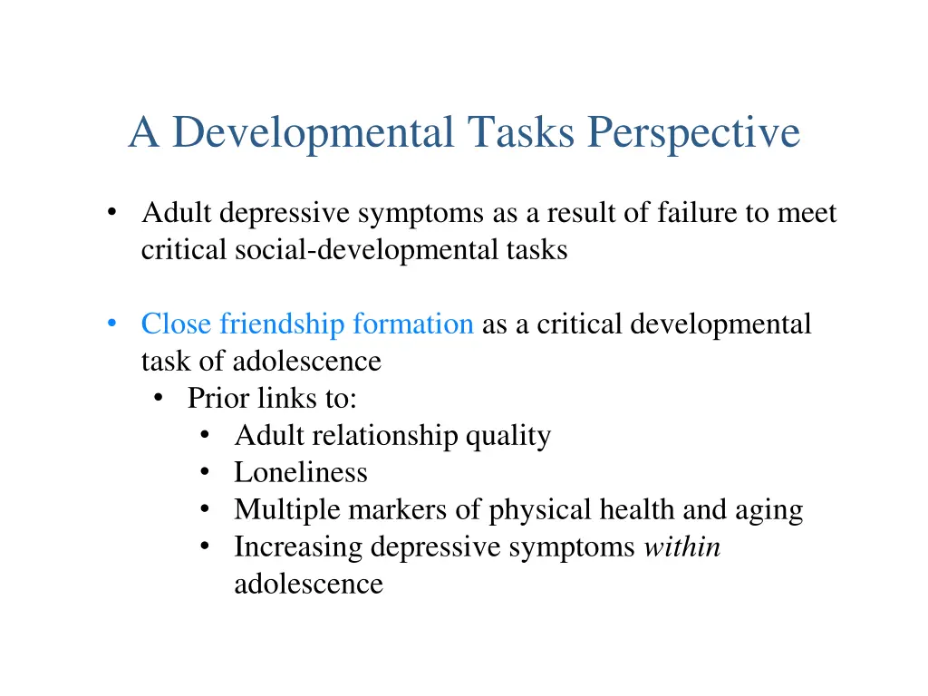 a developmental tasks perspective