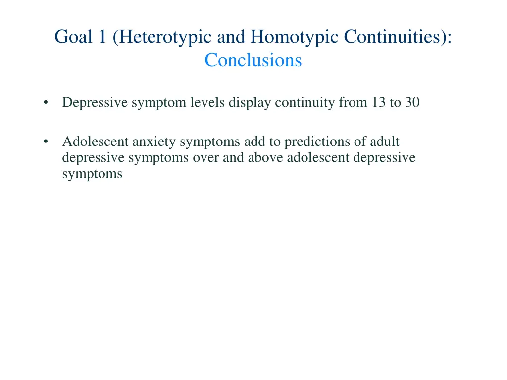 goal 1 heterotypic and homotypic continuities