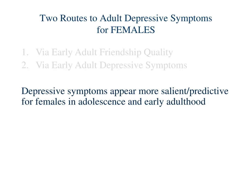 two routes to adult depressive symptoms 2