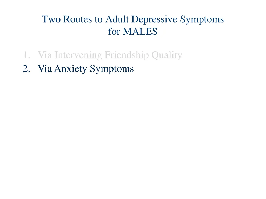 two routes to adult depressive symptoms for males 1