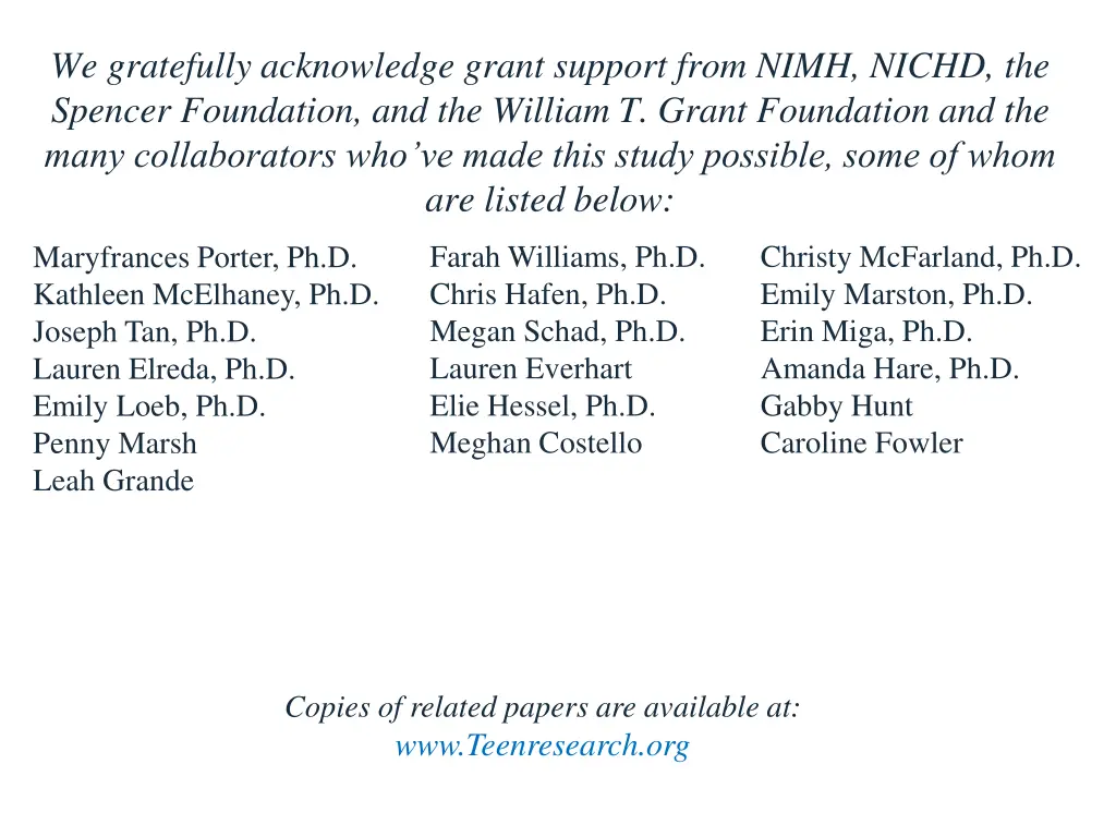 we gratefully acknowledge grant support from nimh