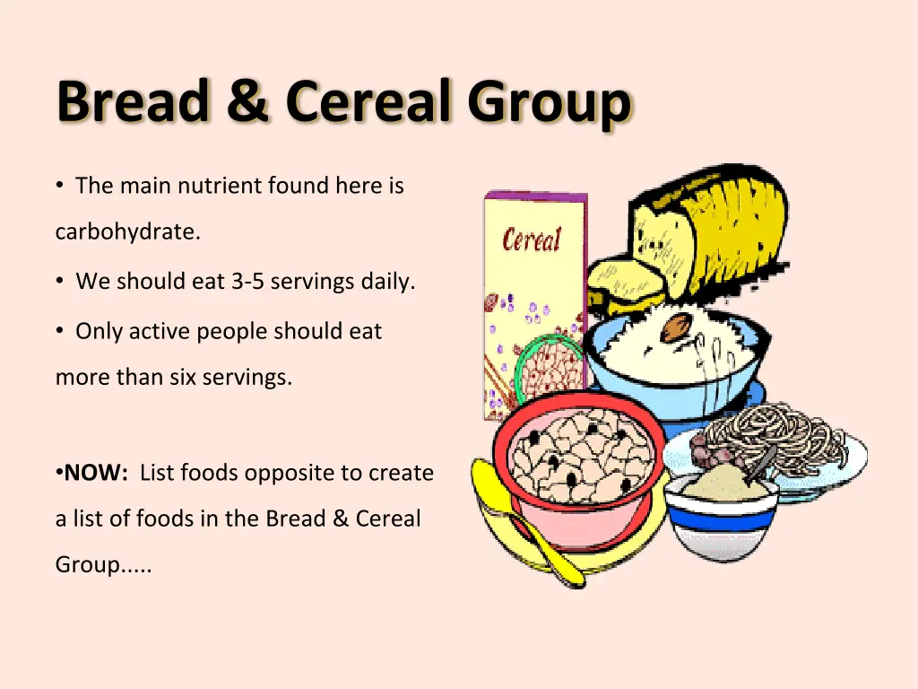 bread cereal group