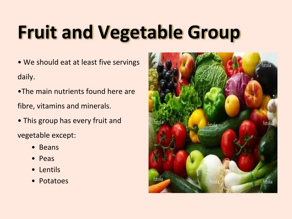 fruit and vegetable group