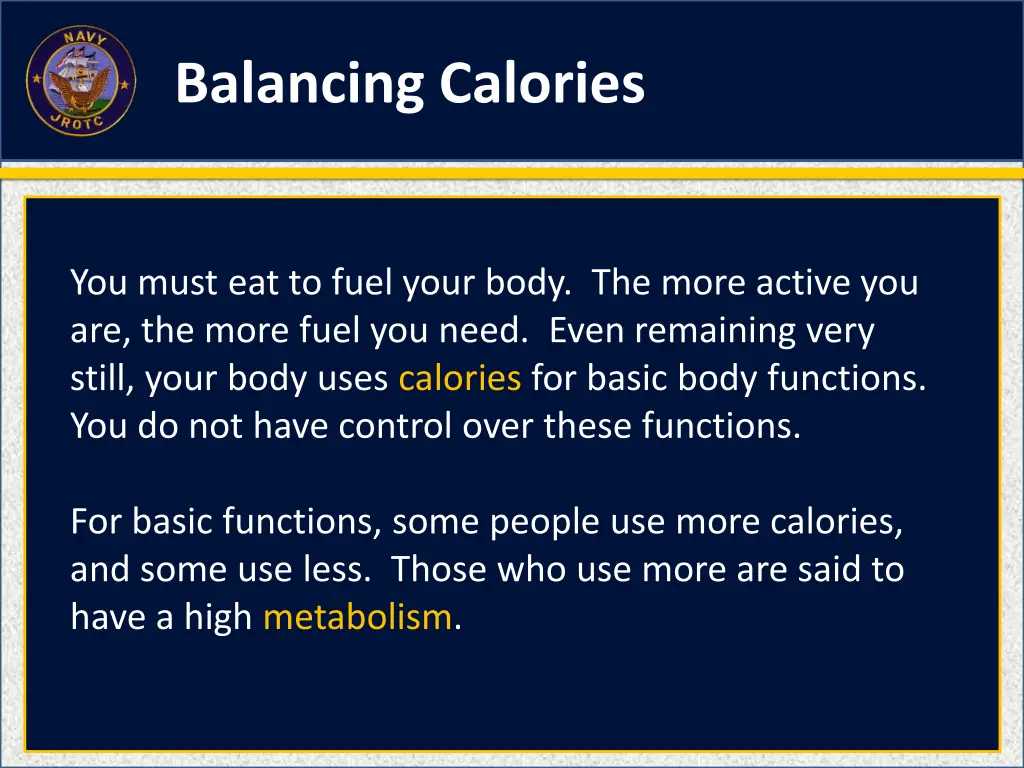 balancing calories