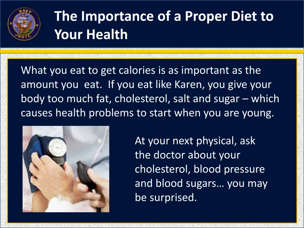 the importance of a proper diet to your health