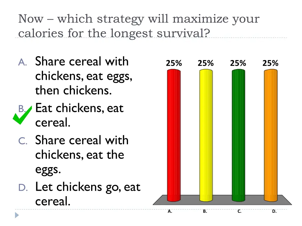 now which strategy will maximize your calories