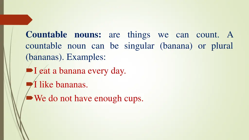 countable nouns are things we can count