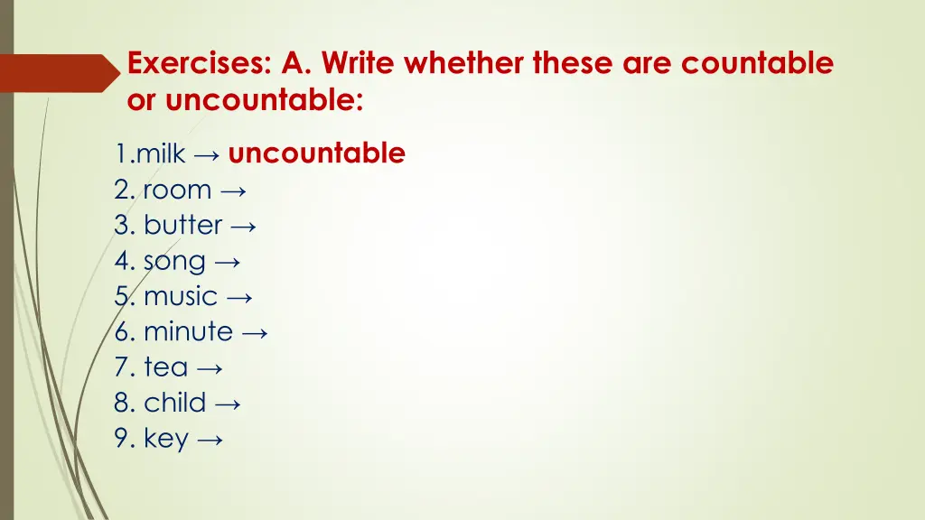 exercises a write whether these are countable