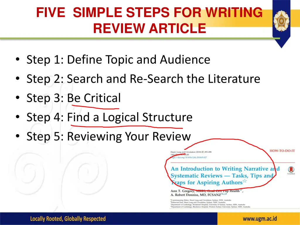 five simple steps for writing review article