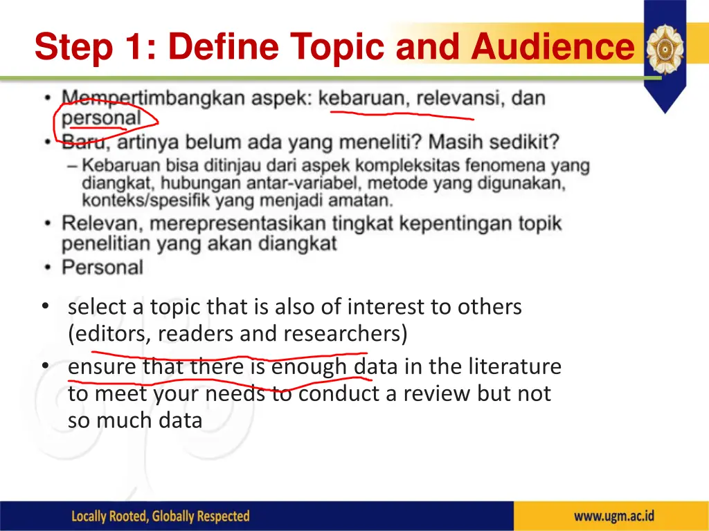 step 1 define topic and audience