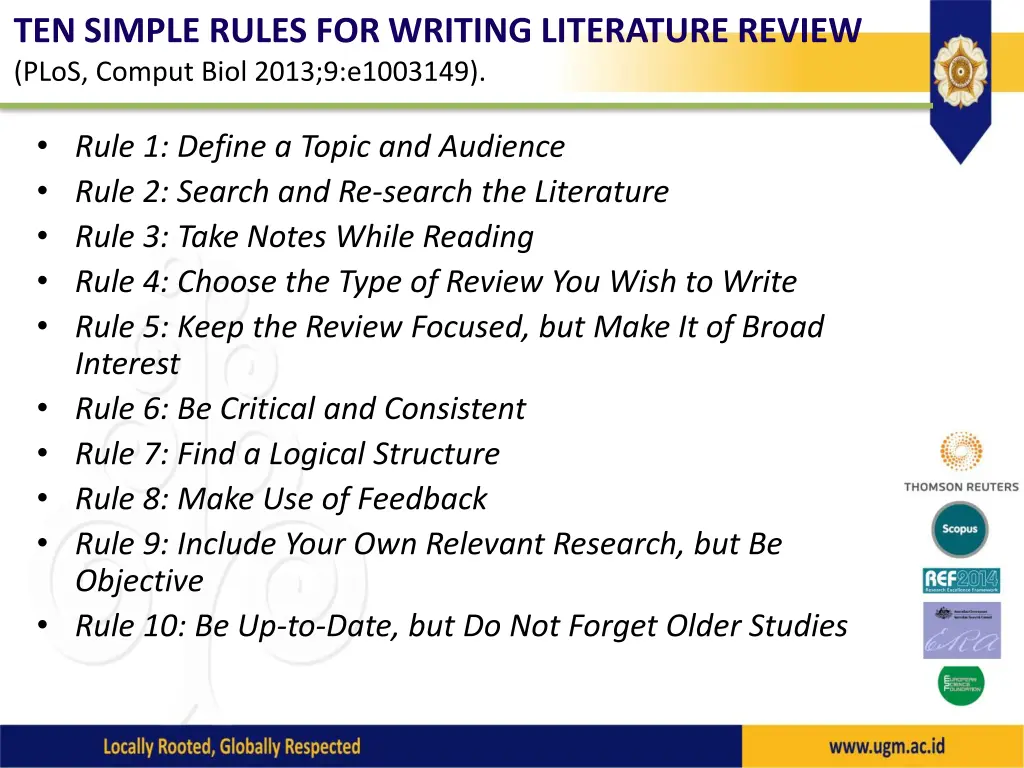 ten simple rules for writing literature review