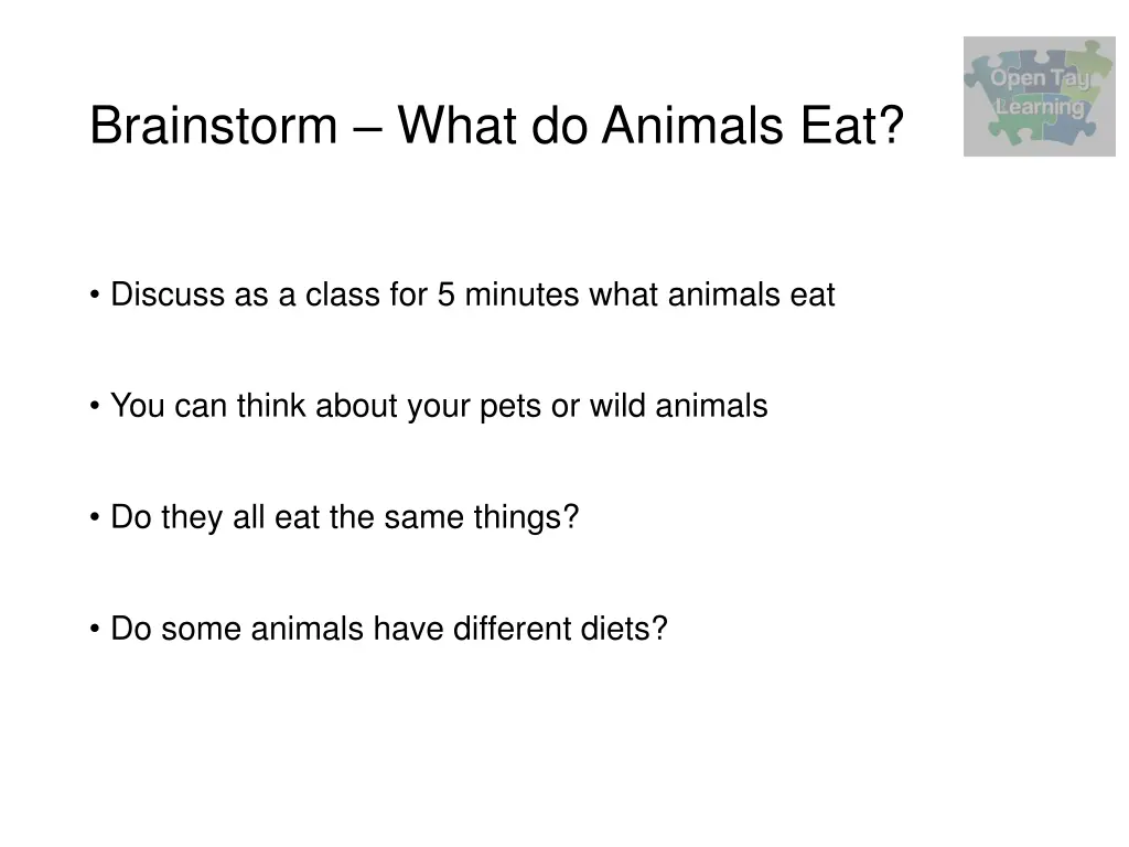 brainstorm what do animals eat