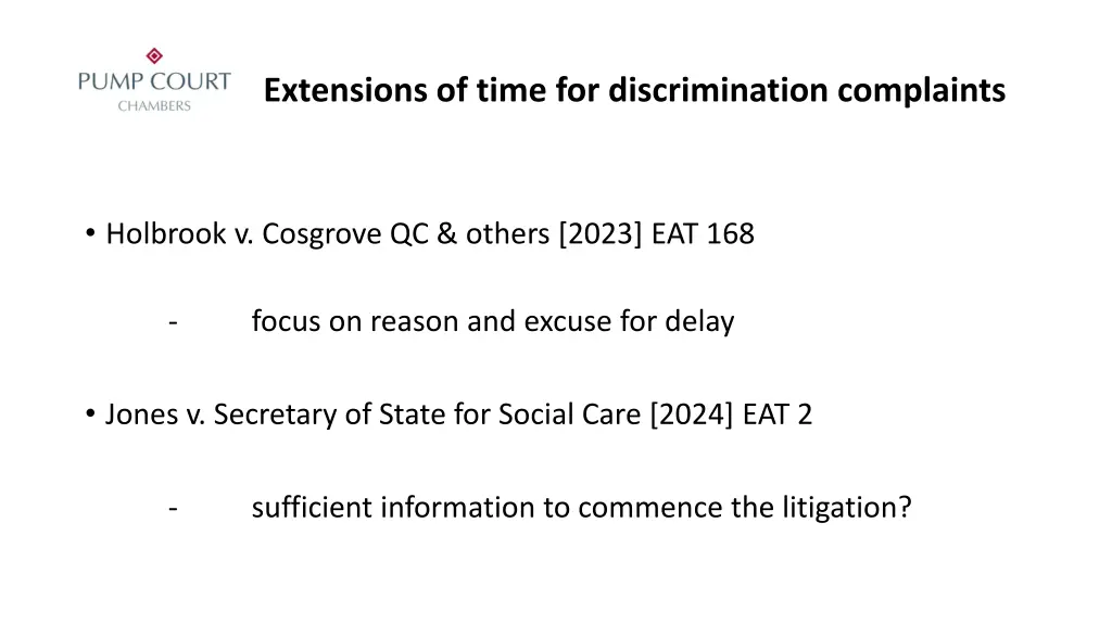 extensions of time for discrimination complaints