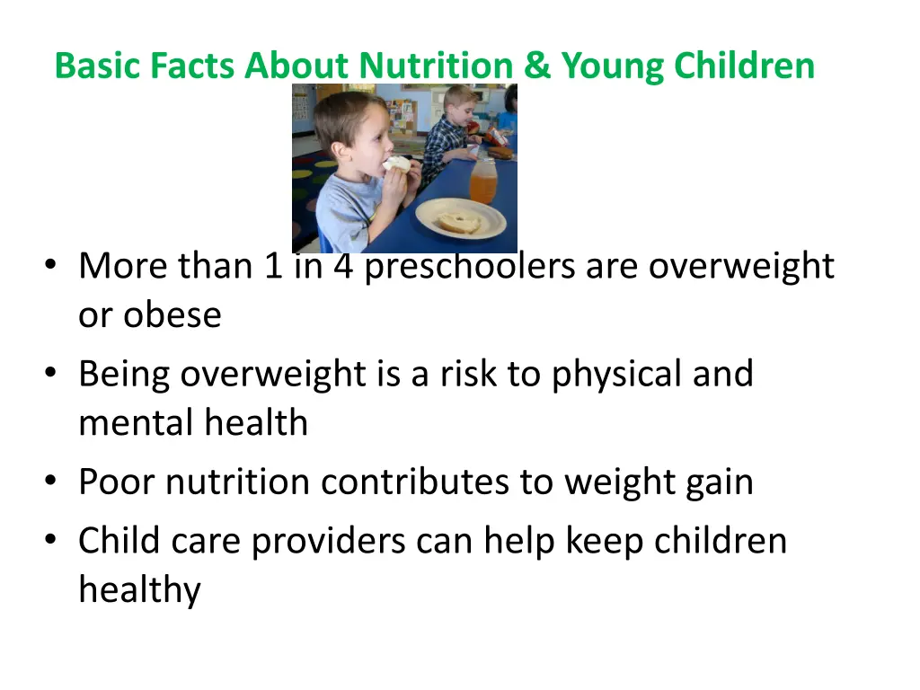 basic facts about nutrition young children